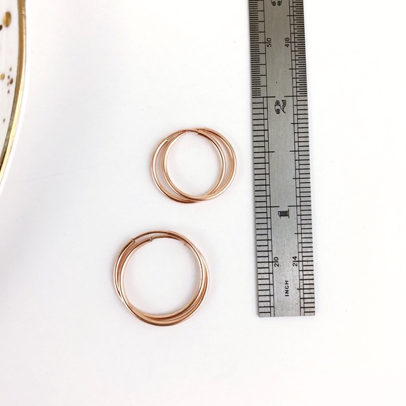 Rose Gold Minimalist Endless Hoop Earrings NEW - Picture 5 of 8